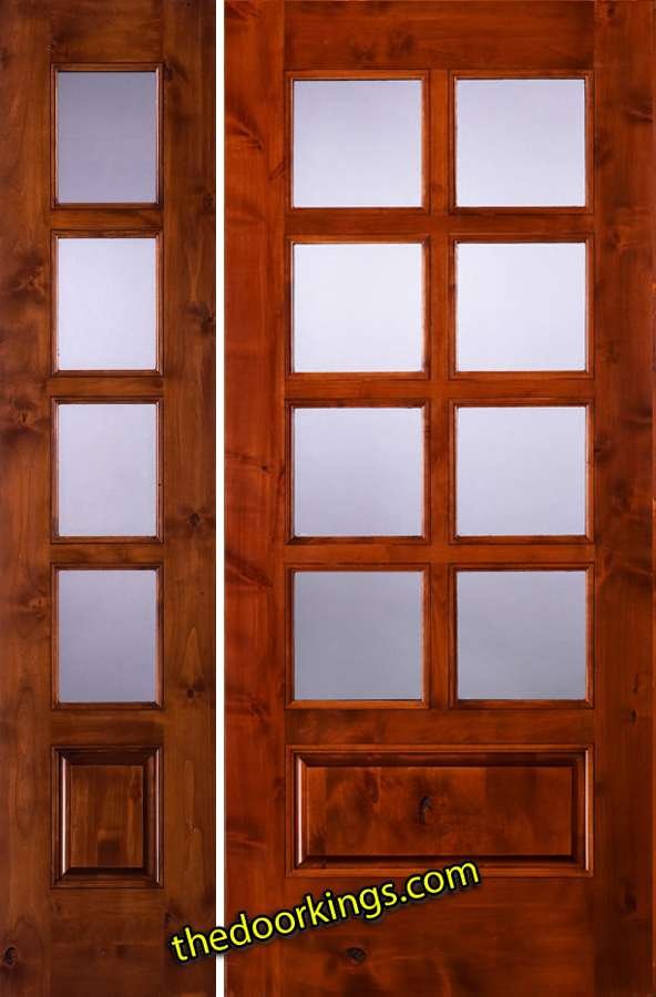 sw68 knotty alder wood door with one sw68 sidelite